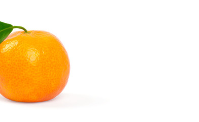 Tangerine with green leaves isolated on white