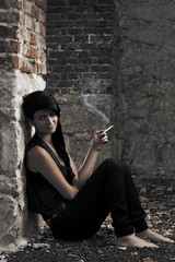 Young girl smoking