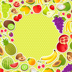 vector illustration of collection of fruit in pattern background