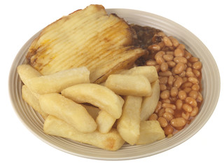 Cottage Pie with Chips and Beans