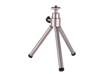 Mini metal tripod isolated on white