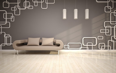 modern living room with beige sofa