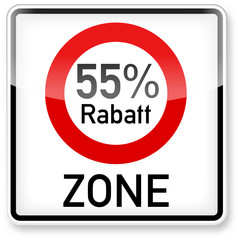 Verkehrsschild: Zone 55 % Rabatt
