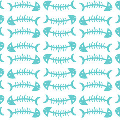 Seamless pattern with fish skeletons