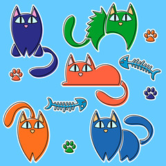 Funny colorful cats set