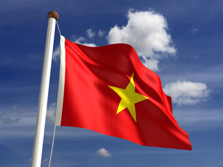 Naklejka na ściany i meble Wietnam flaga (z clipping path)