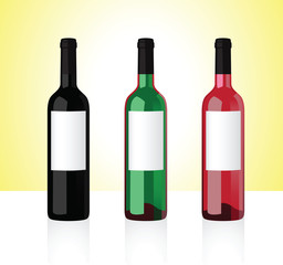 Three bottles of white, red and rose whine 2
