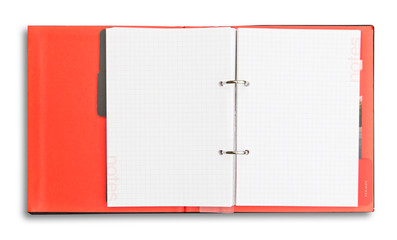 red notebook isolated with clipping path