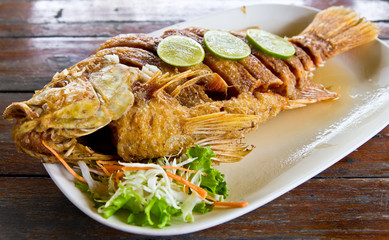 fired fish with fishsauce delicious thai food