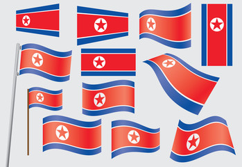 set of flags of North Korea vector illustration