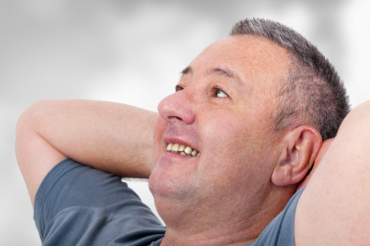 Man leans back
