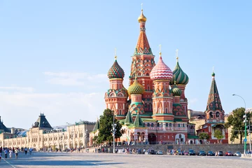 Abwaschbare Fototapete Moskau Roter Platz mit Vasilevsky-Abfahrt in Moskau