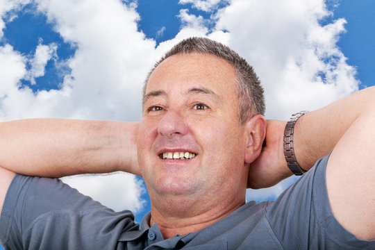 Man leans back