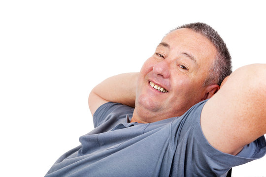 Man leans back