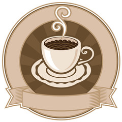 banner with a cup of coffee