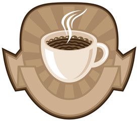 banner with a cup of coffee