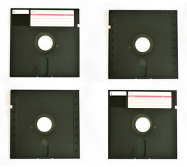 Old diskette 5 25 inches with label isolated on white background