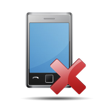 Icono smart phone 3D con simbolo error