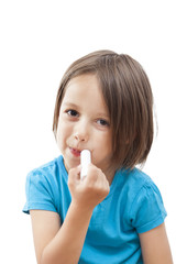 little girl with lipstick