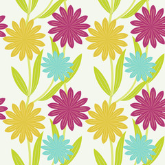 Seamless multicolored flowers background