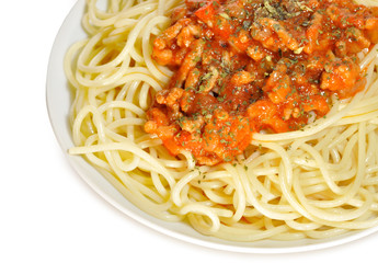 Detalle de spaghetti bolognesa.