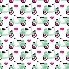 Seamless retro scooter background pattern in vector - 43783373