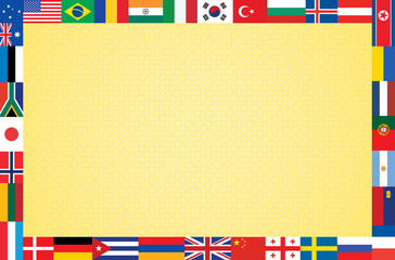 orange background with frame made of flags vector illustration