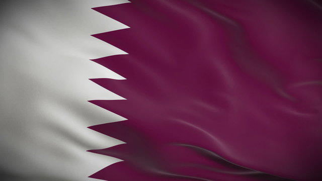 Highly detailed flag of Qatar ripples in the wind. Looped