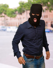 man with face mask