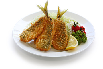 deep fried horse mackerel(aji furai), japanese cuisine