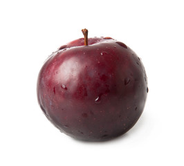 Red plum fruit isolated on white background 
