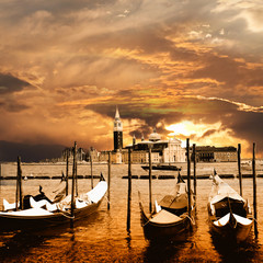 Panele Szklane  zachód słońca w Wenecji