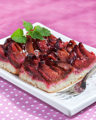 Cake with damson plums (Prunus insititia)