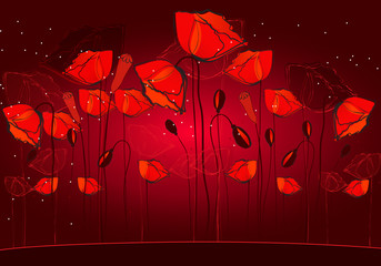 Beautiful poppies background illustration