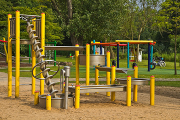 Sand and water playground in park