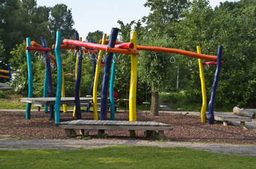 Colorful climb- and swing construction