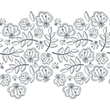 Fototapeta szare kwiaty i liście