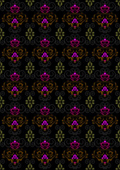 Motley seamless background with floral ornametom