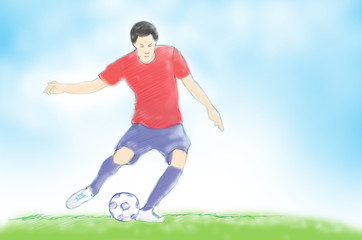 Naklejka premium Young soccer player