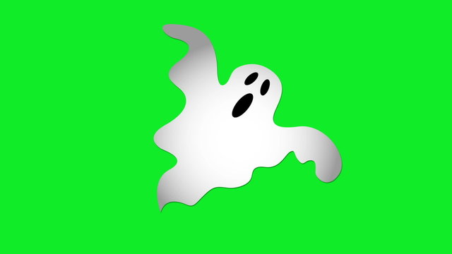 Animation of Ghost moving in center of screen on green screen.