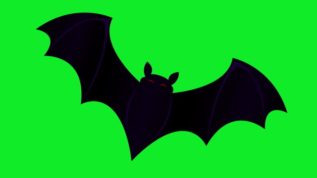 Animation of bat moving in center of screen on green screen.