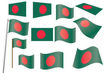 set of flags of Bangladesh vector illustration
