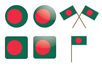 set of badges with flag of Bangladesh vector illustration