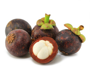 Stock Photo: Mangosteens fruit on white background