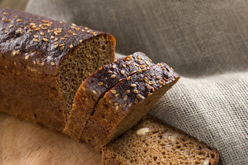 Black bread with sesame seeds