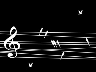 Singing birds looking like musical notes