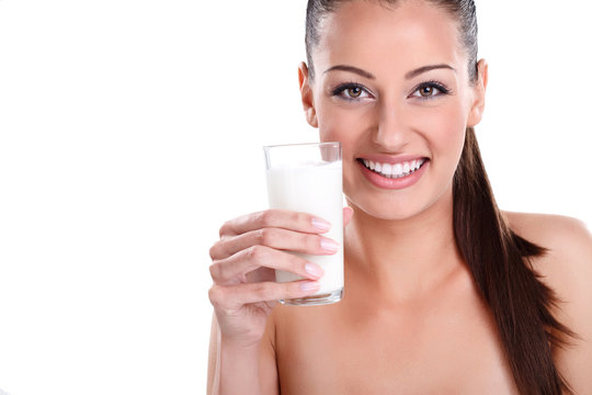 Beautiful healthy woman with milk