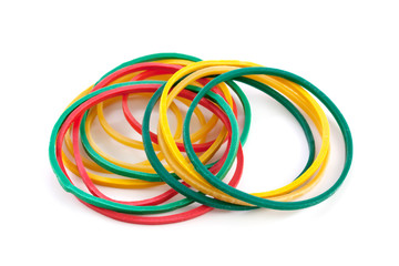 Elastic bands on a white background
