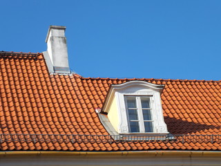 Red roof and white dormer (Riga, Latvia)