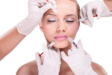 Facial cosmetic procedure with syringes